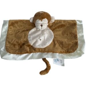 Douglas Lil’ Snugglers Baby Monkey Lovey Security Blanket Satin Trim Brown White